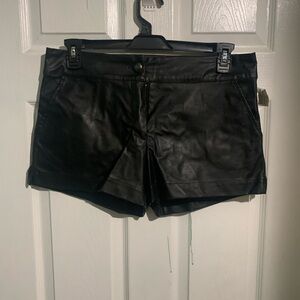 High Waist Black Leather Women's Shorts